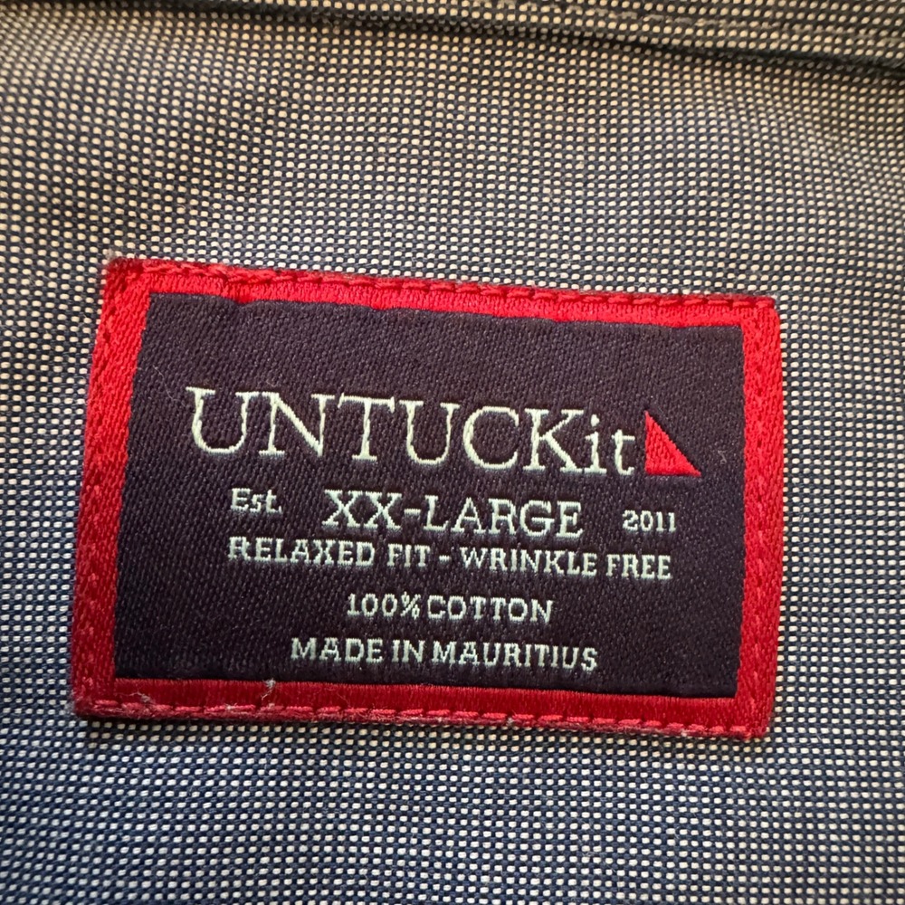 UNTUCKit Blue Gray Button Down Shirt XXL Relaxed Fit Wrinkle Free - Picture 4 of 8